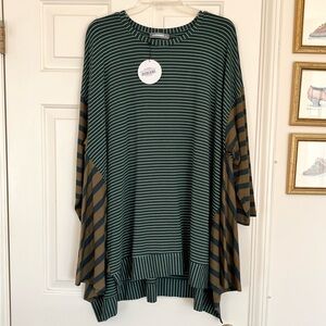 Alembika Striped Green Top Size XL, NWT